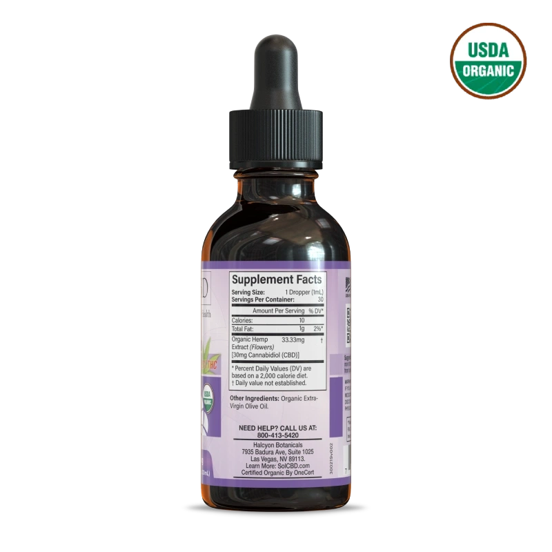 Organic CBD Tincture – Natural (0.0% THC) - SIDE