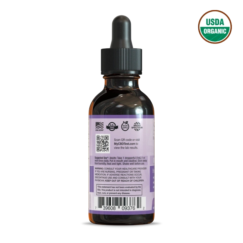 Organic CBD Tincture – Natural (0.0% THC) - BACK