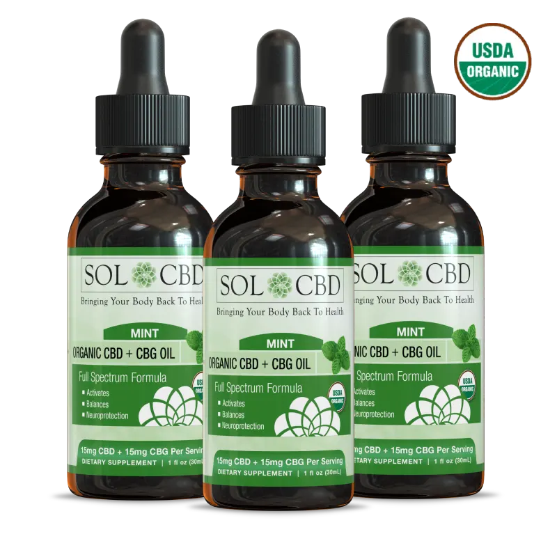Organic CBG + CBD Oil Tincture - Mint - 3 PACK
