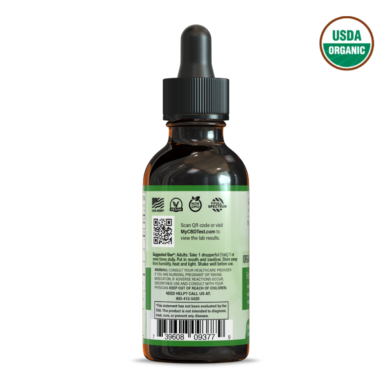 Organic CBG + CBD Oil Tincture - Mint - BACK