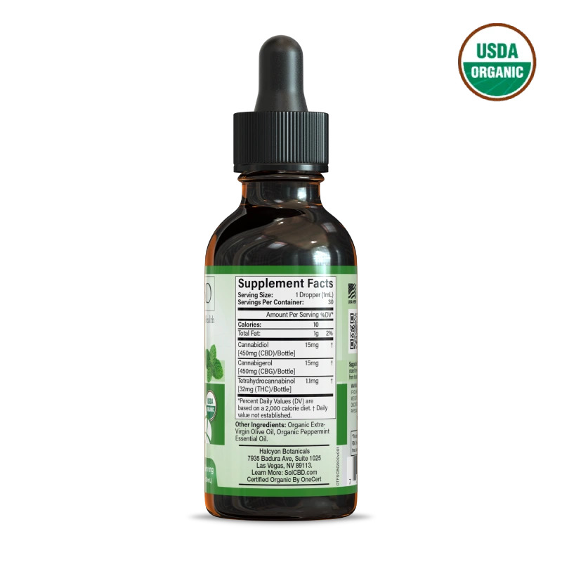 Organic CBG + CBD Oil Tincture - Mint - SIDE